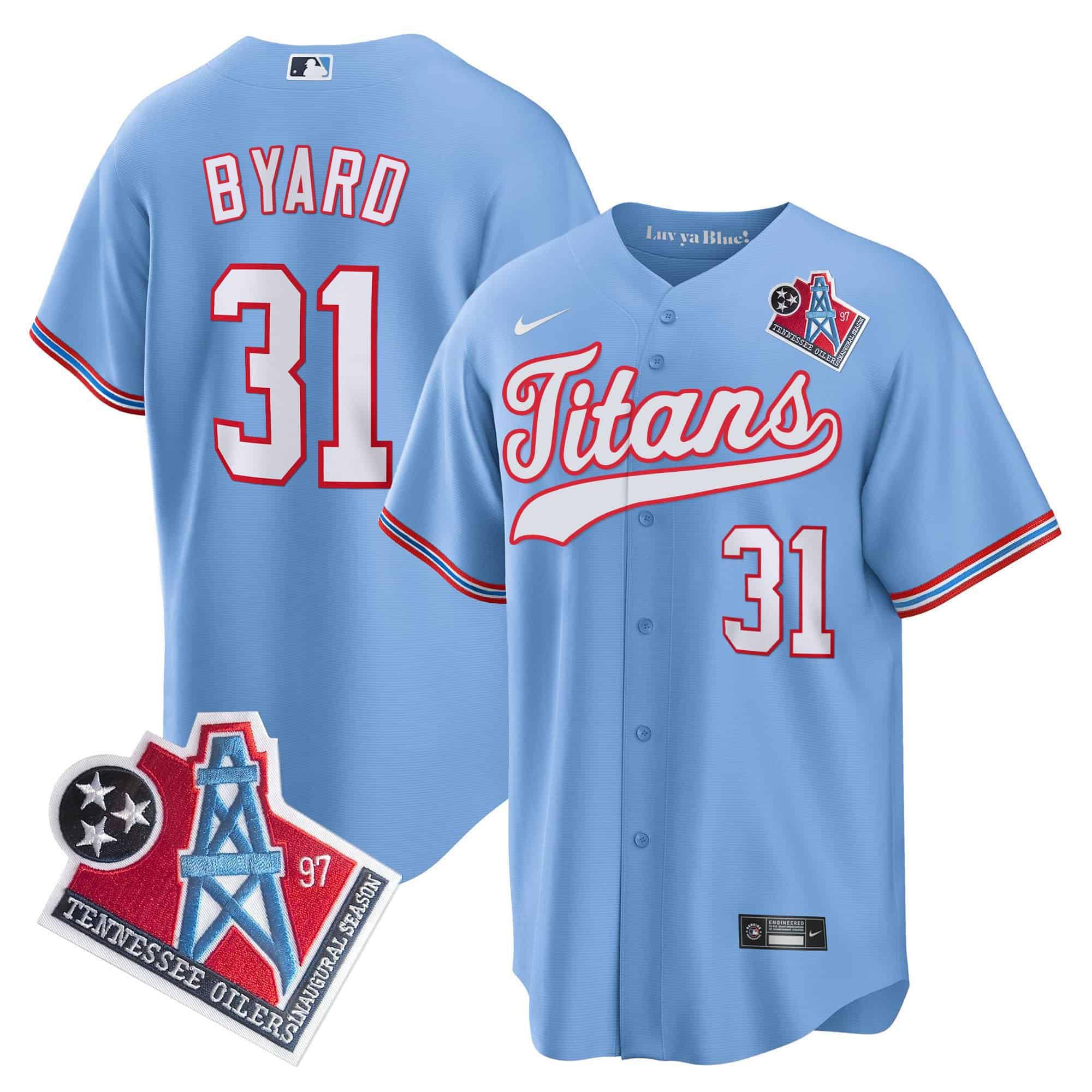 Men Tennessee Titans 31 Byard Light Blue Nike 1997 Throwback Limited Cool Base NFL Jersey